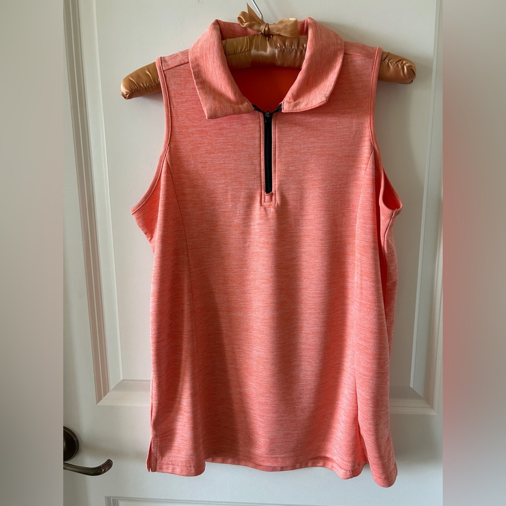 Adidas  Women's Coral Orange Sleeveless Polo Shirt